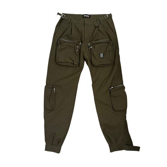 Represent Cargo Pants Mens Size Large Green Zip Pockets - Picture 1 of 8